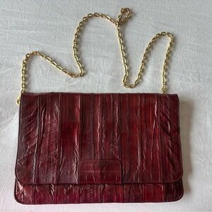 Elegant Red/Maroon Eel Skin Chain Bag